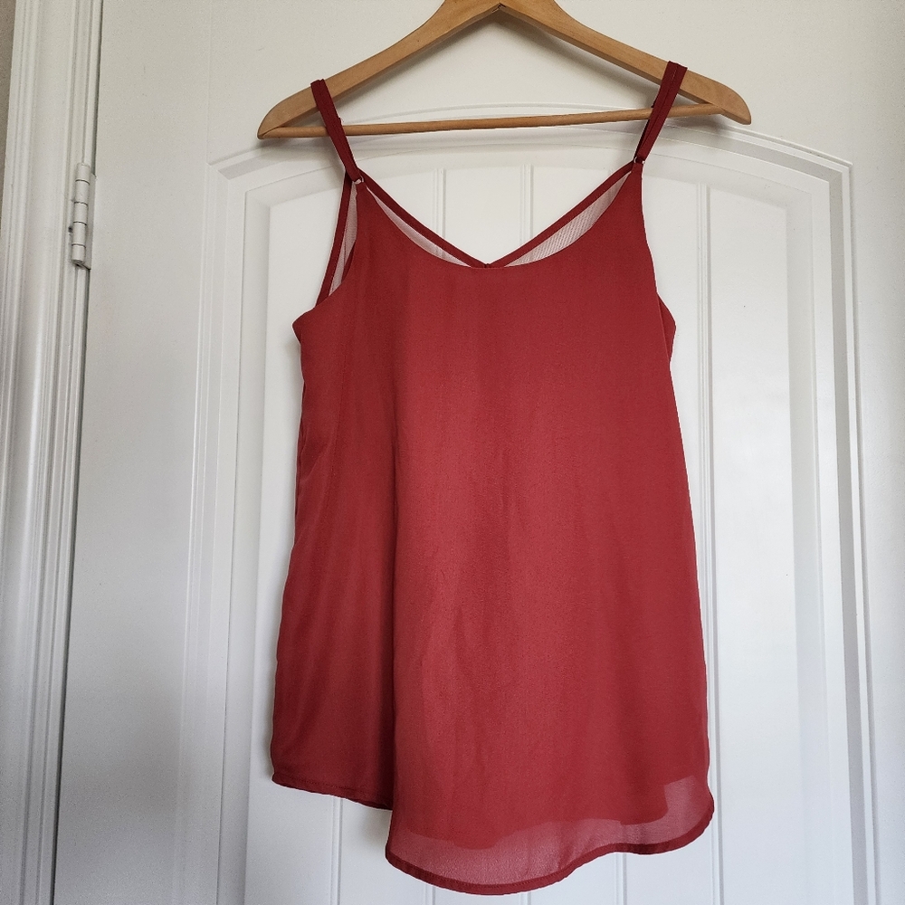 Lulu's Rust Orange Mesh Tank Top Small - Picture 4 of 9